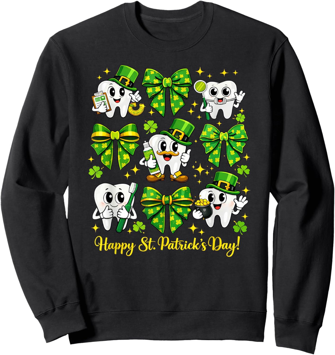 St Patrick Dentist Dental Teeth Sweatshirt - Sweatshirt | Black