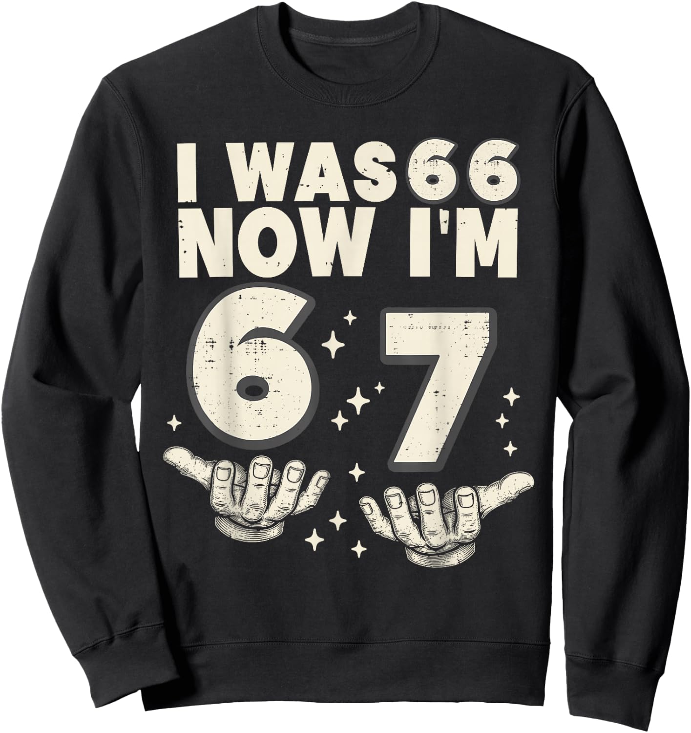 I was 66 Now I'm 67 Funny 67th Birthday Party 67 Year Old Sweatshirt - Sweatshirt | Black