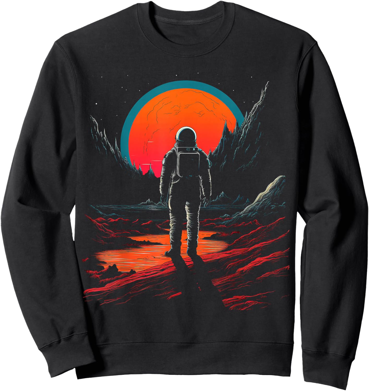 Astronaut Mountains Space Astronaut Sweatshirt - Sweatshirt | Black