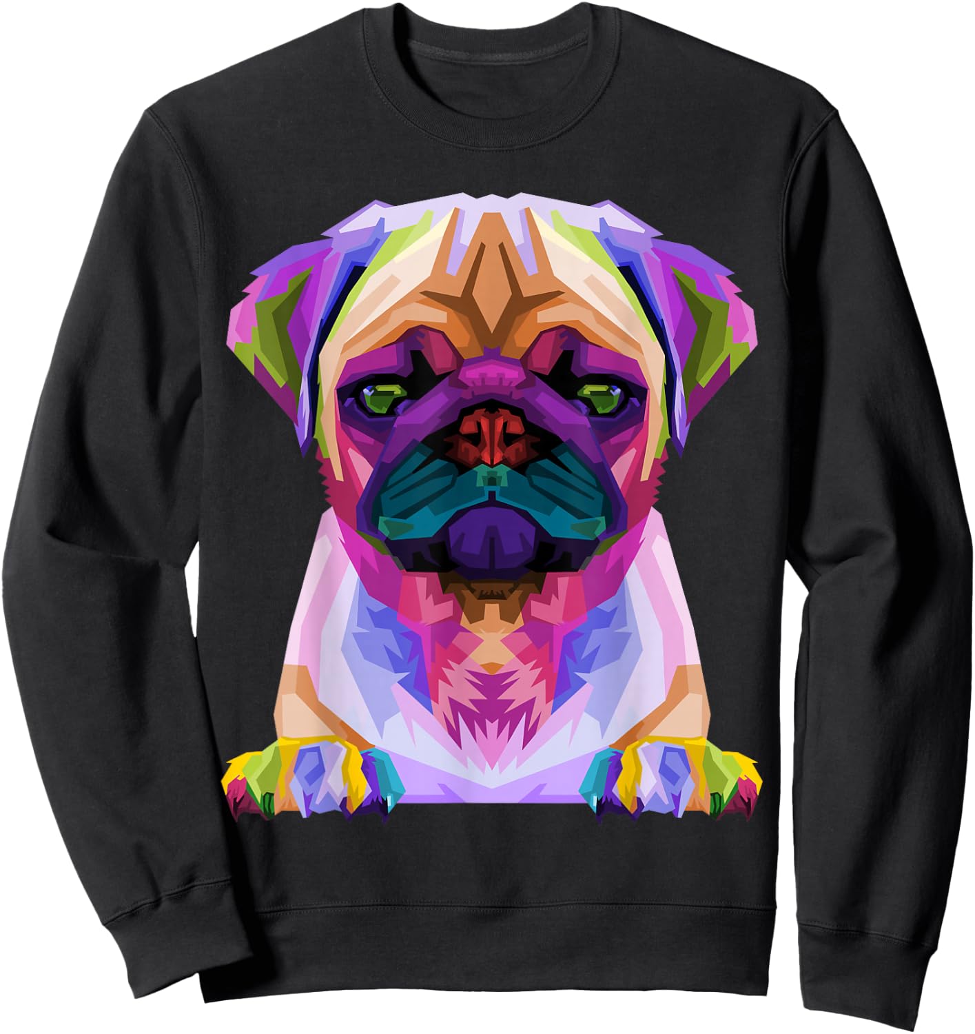 Pug Pop Art Colorful Portrait for Dog Lovers Sweatshirt - Sweatshirt | Black