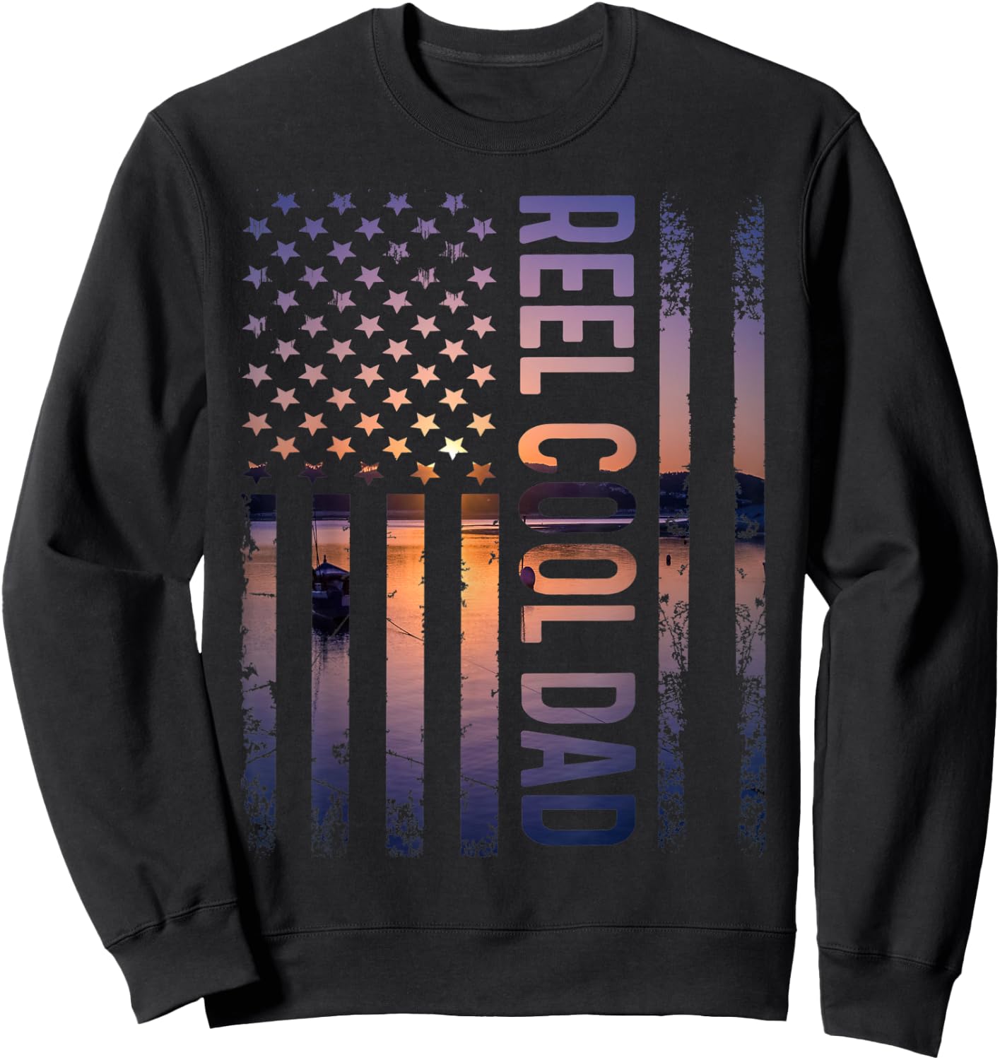Reel Cool Dad Vintage Patriotic Daddy On Father's Day Sweatshirt - Sweatshirt | Black