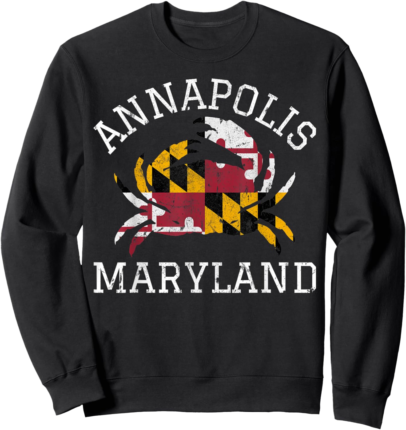 Annapolis Maryland Crab State Flag Home Travel Vintage Sweatshirt - Sweatshirt | Black