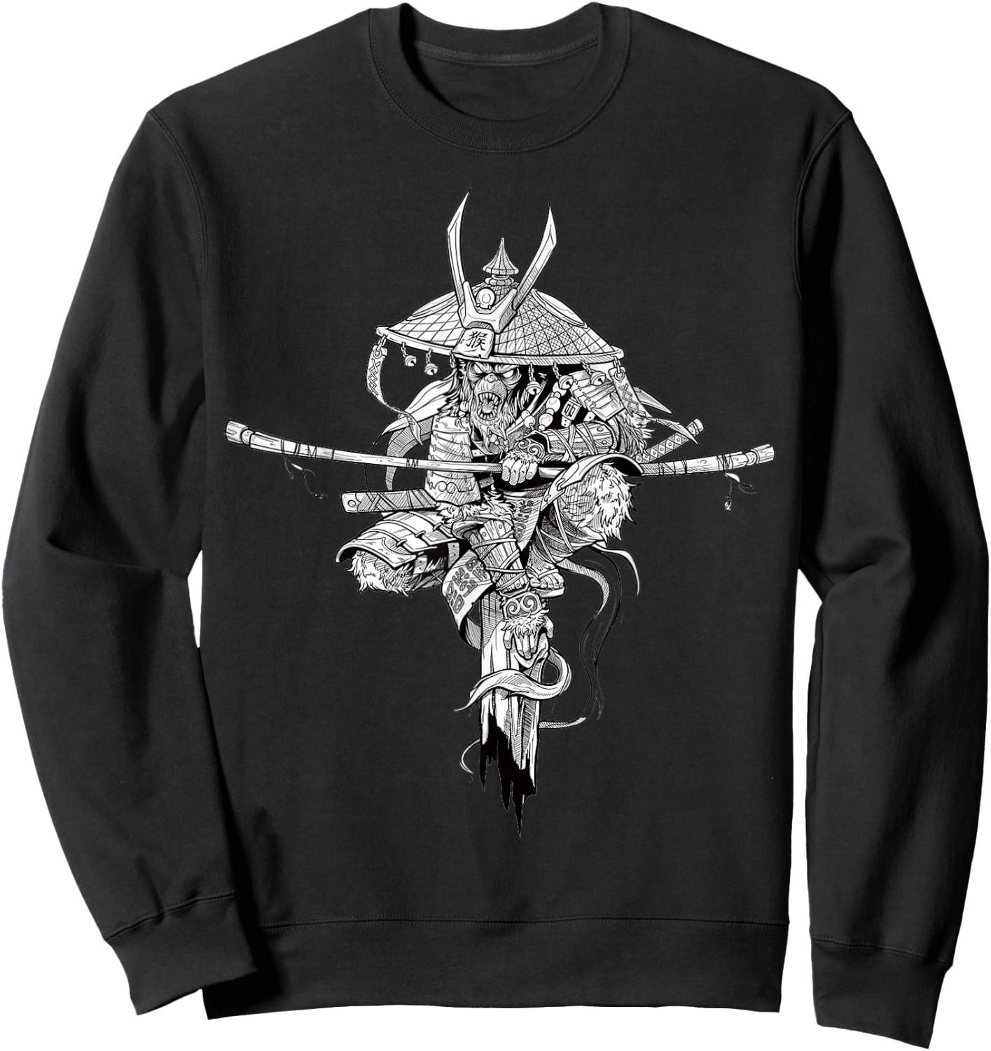 Funny Monkey King Chinese Characters Letters Gift Sweatshirt - Sweatshirt | Black