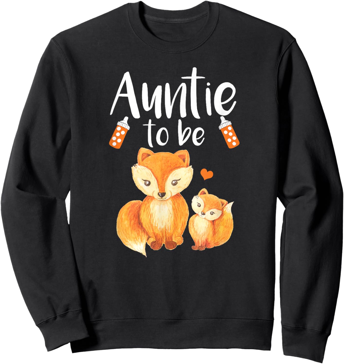 Auntie To Be Fox Baby Shower Cute Forest Animal Sweatshirt - Sweatshirt | Black