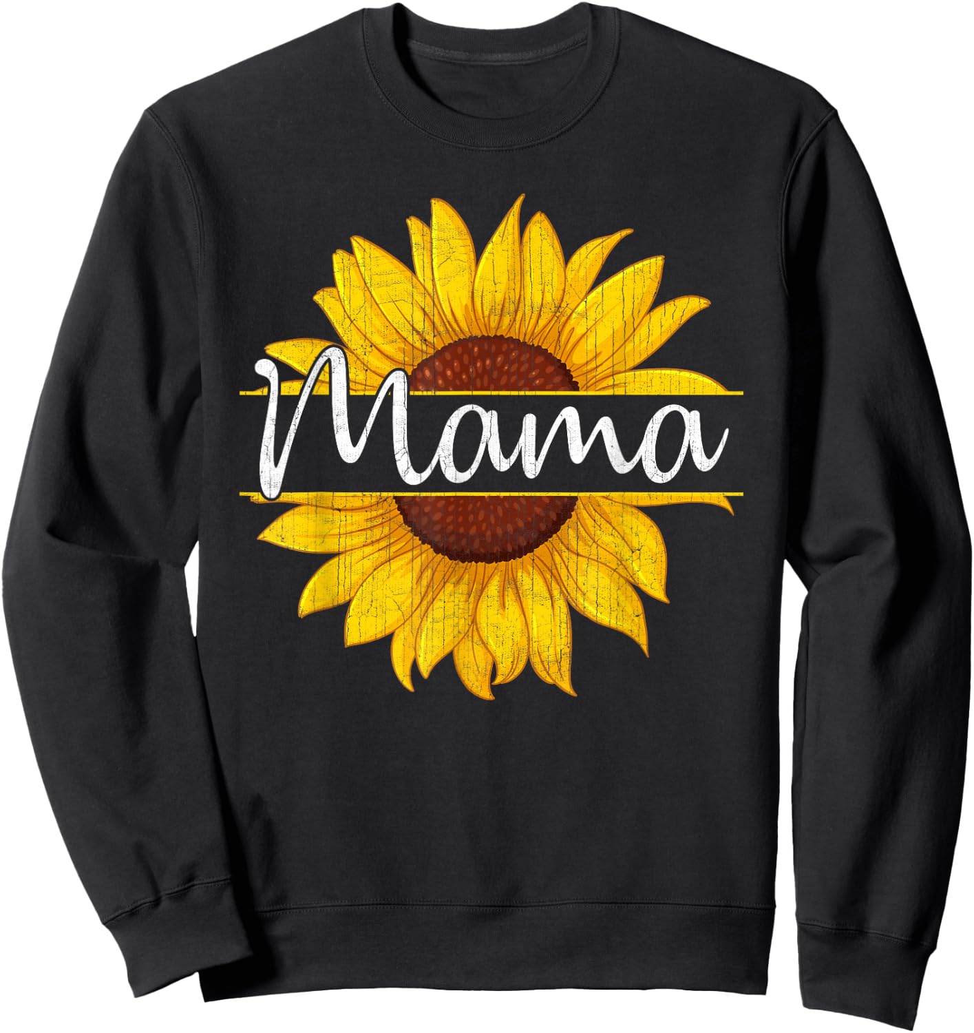 Summer Vintage Yellow Sunflower Graphic Sunflower Mama Sweatshirt - Sweatshirt | Black