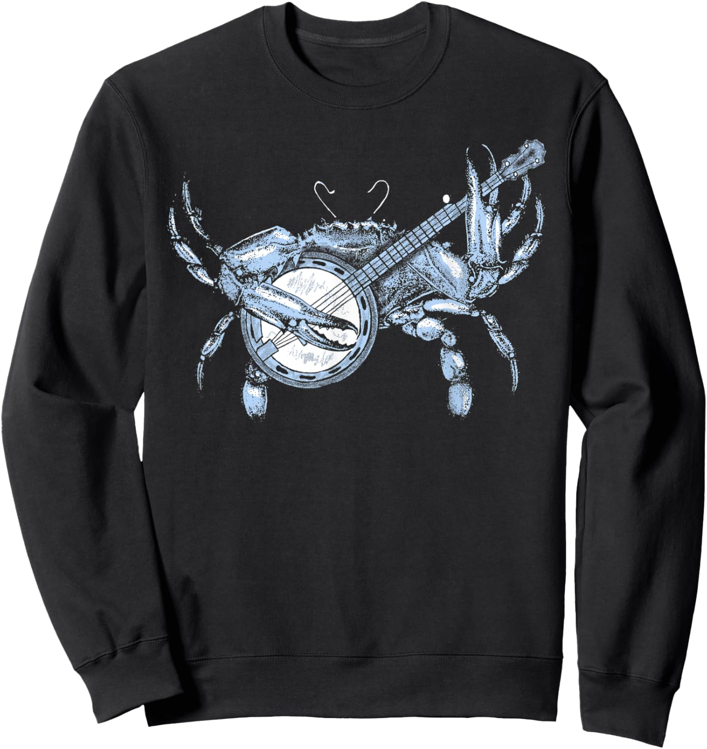 Bluegrass Blue Crab Funny Cute Banjo Chesapeake Bay Vintage Sweatshirt - Sweatshirt | Black