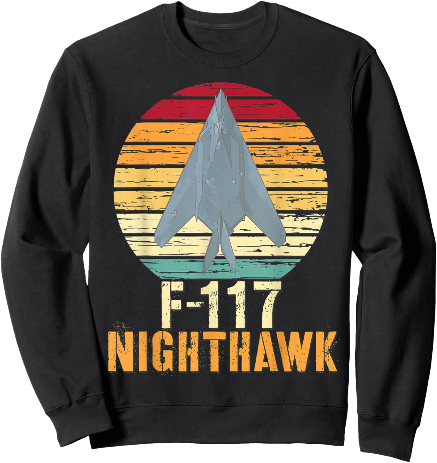 Vintage F-117 Nighthawk Military Aviation Shirt Sweatshirt - Sweatshirt | Black
