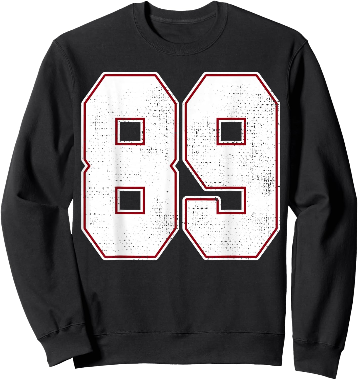 #89 Outline Number 89 Fan Varsity Sports Team Blue Jersey Sweatshirt - Sweatshirt | Black