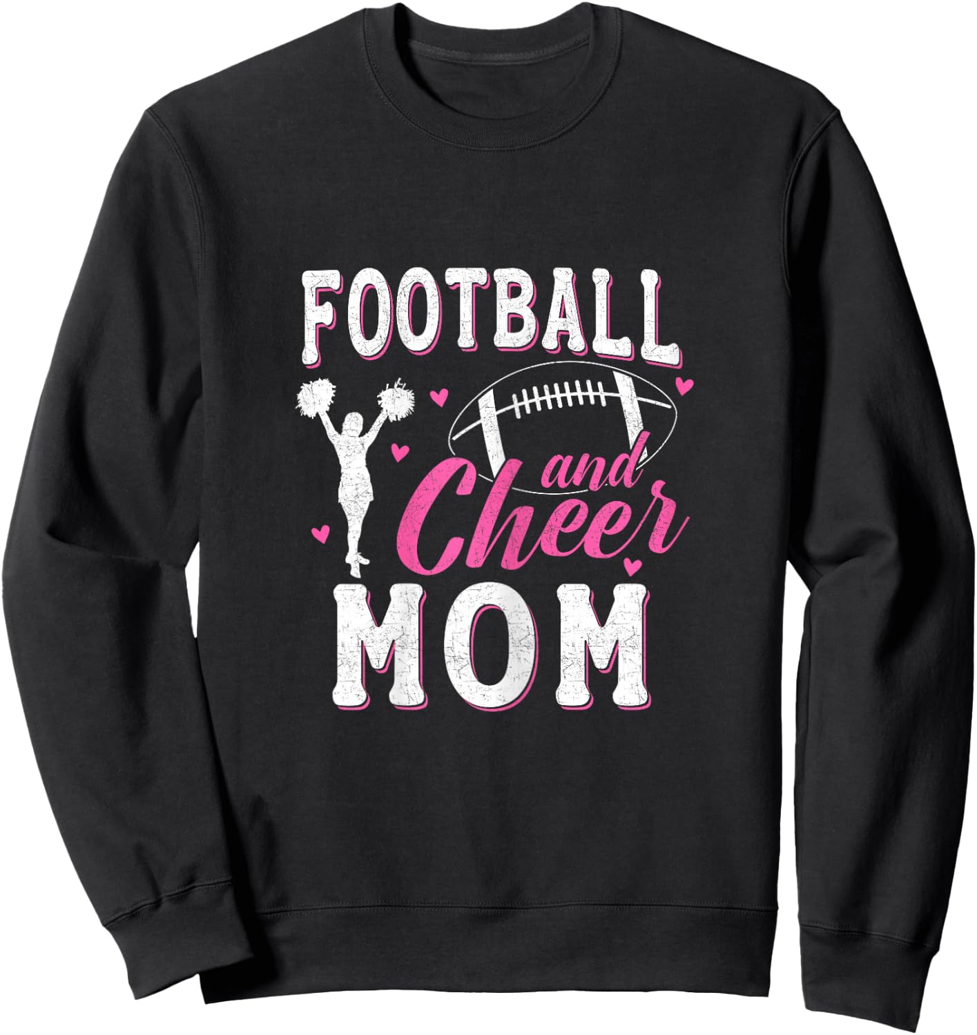 Funny Cheerleading Mom Football and Cheer Mom Sweatshirt - Sweatshirt | Black