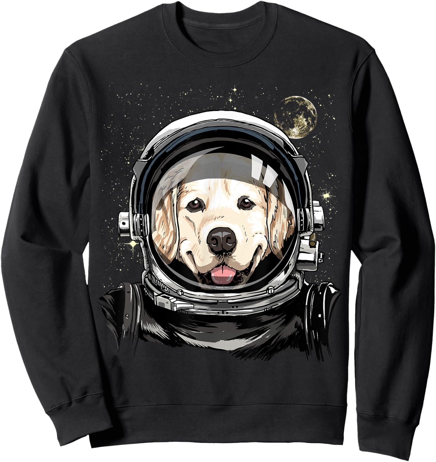 Golden Retriever Astronaut Shirt Dog in Galaxy Space Lover Men Women Girls Kids Sweatshirt - Sweatshirt | Black