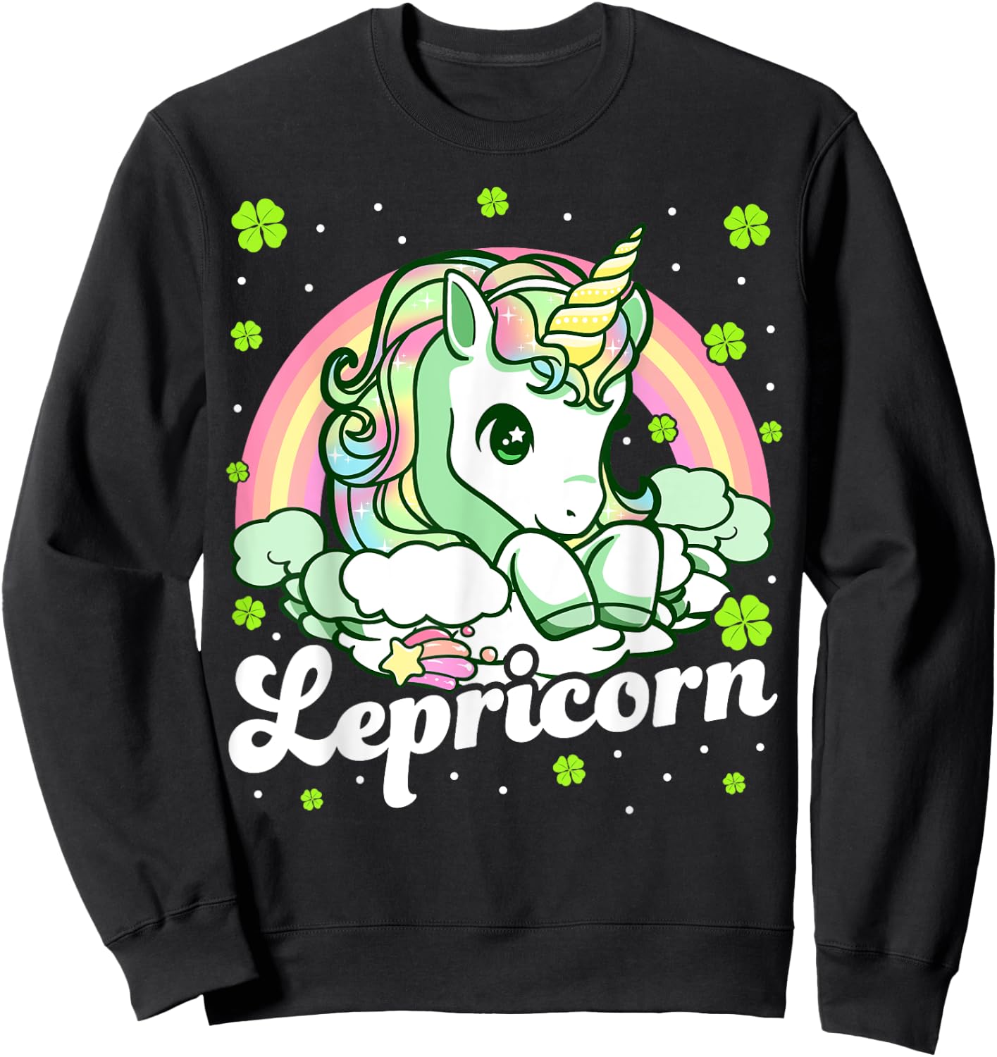Lepricorn Rainbow St Patricks Day Unicorn Girls Kids Teacher Sweatshirt - Sweatshirt | Black