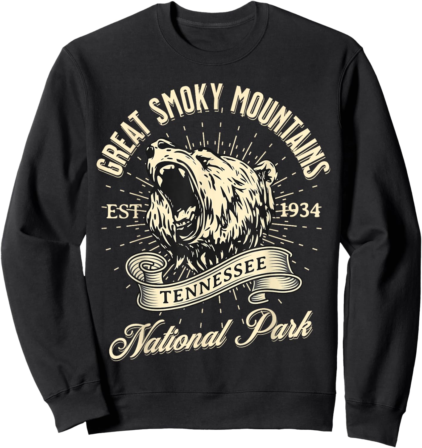 Great Smoky Mountains National Park Tennessee Bear Hike Sweatshirt - Sweatshirt | Black