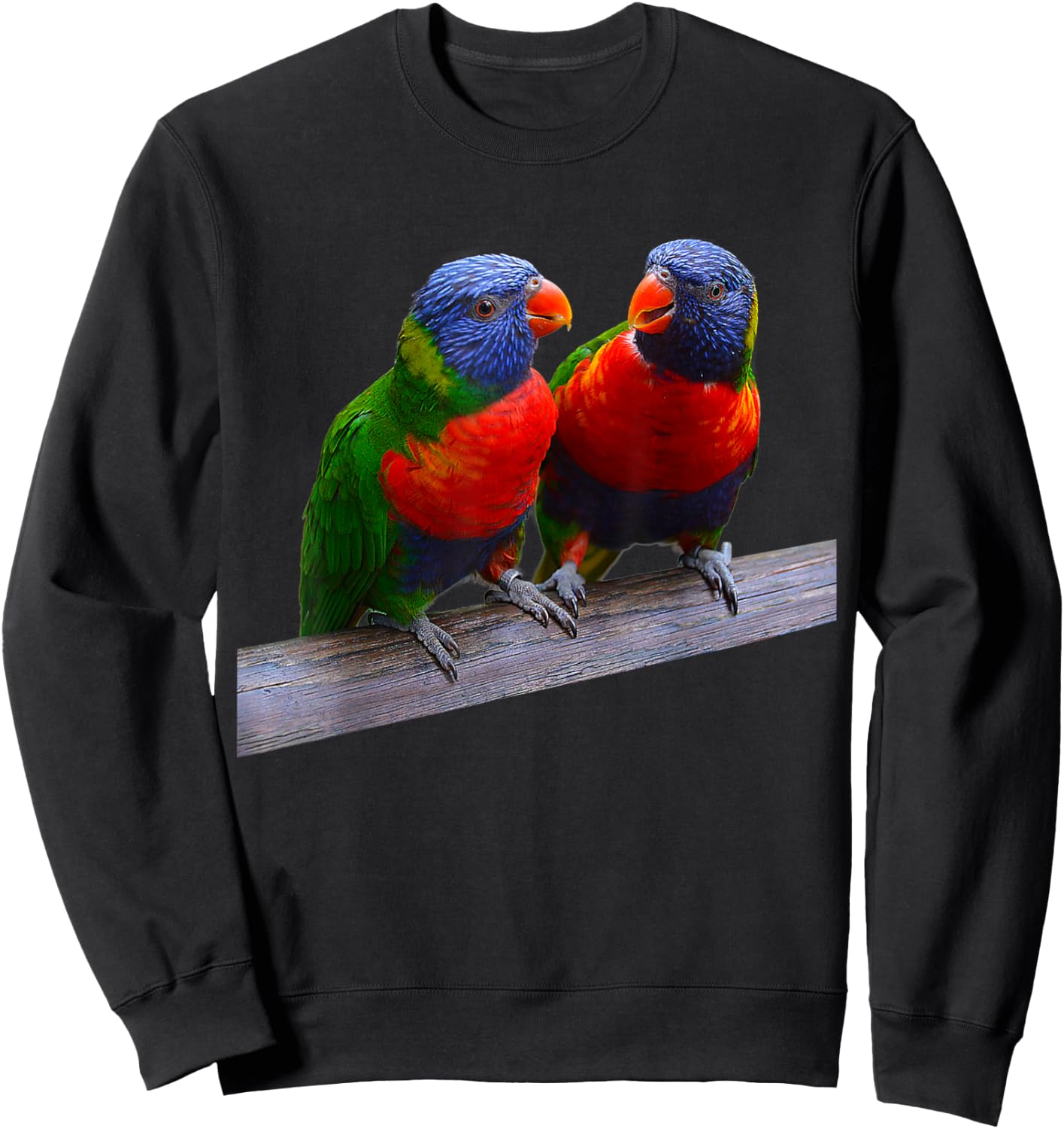 Parrot Bird Two Rainbow Lorikeet Parrots Ornithology Sweatshirt - Sweatshirt | Black