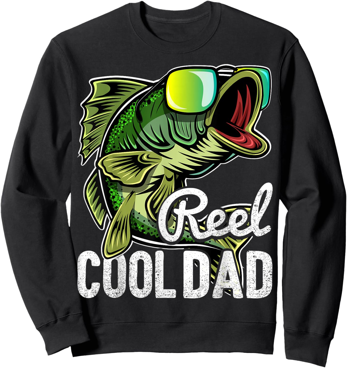 Reel Cool Dad Fishing Sunglasses Funny Father's Day Gift Sweatshirt - Sweatshirt | Black