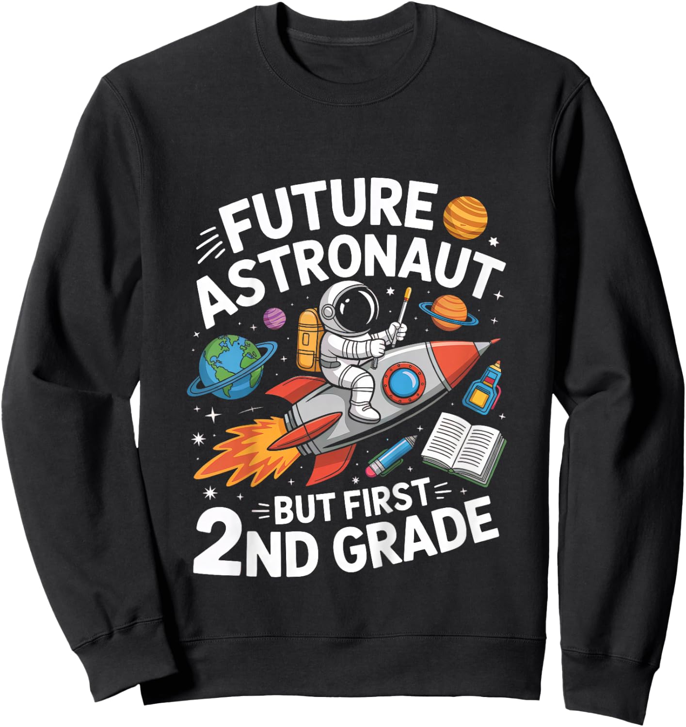 Kids Future Astronaut 2nd Grade Student Back To School Boys Kids Sweatshirt - Sweatshirt | Black