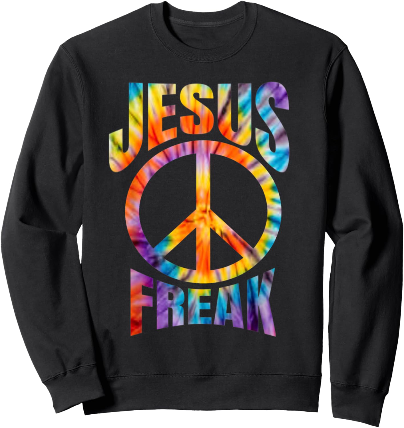 Jesus Freak - Christian Retro Tie Dye Lettering Sweatshirt - Sweatshirt | Black