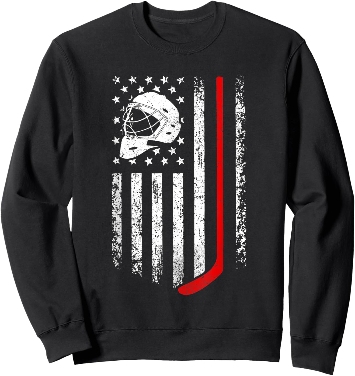 Hockey American Flag Cool Ice Hockey Player Men Women Boys Sweatshirt - Sweatshirt | Black