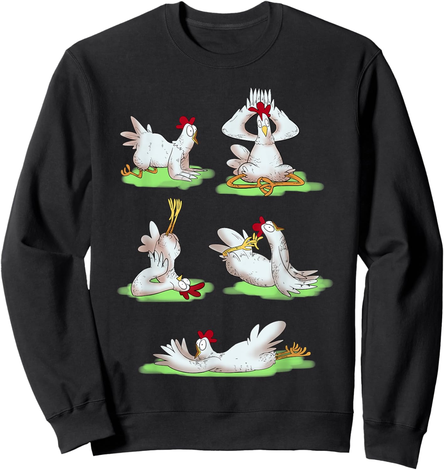 Funny Chicken Yoga Figures Sweatshirt - Sweatshirt | Black