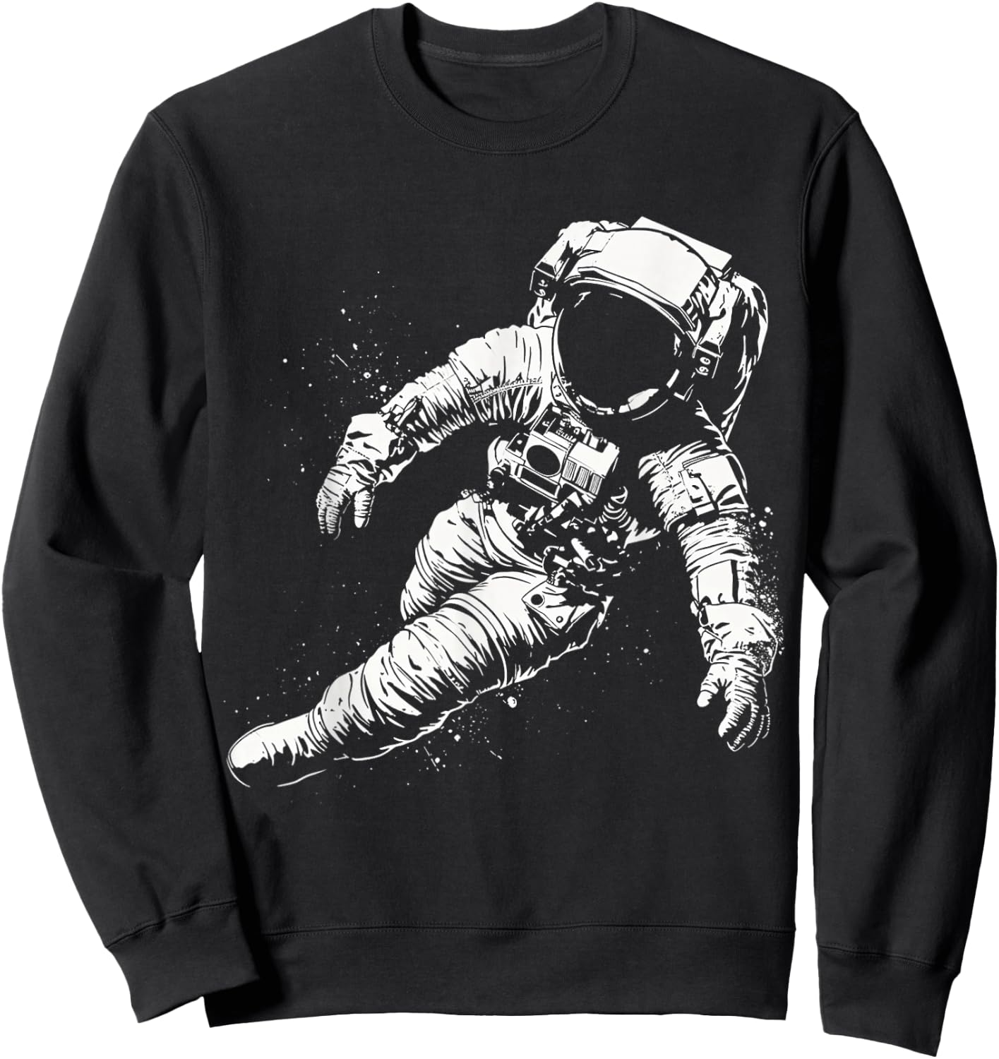 Astronaut Illustration Artwork Graphic Motif Astronaut Sweatshirt - Sweatshirt | Black