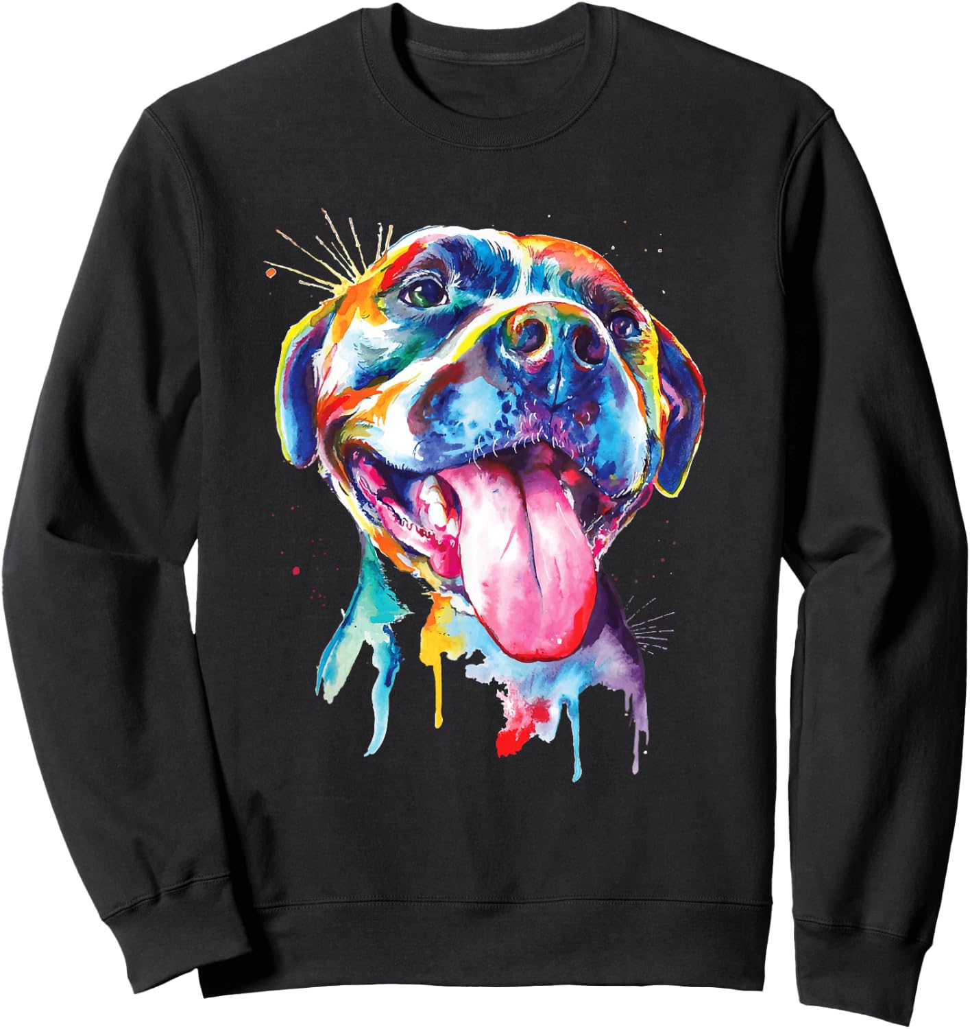 Pitbull Artistic Splash Art Animal Colourful Dog Breed Gift Women Girls Kids Sweatshirt - Sweatshirt | Black