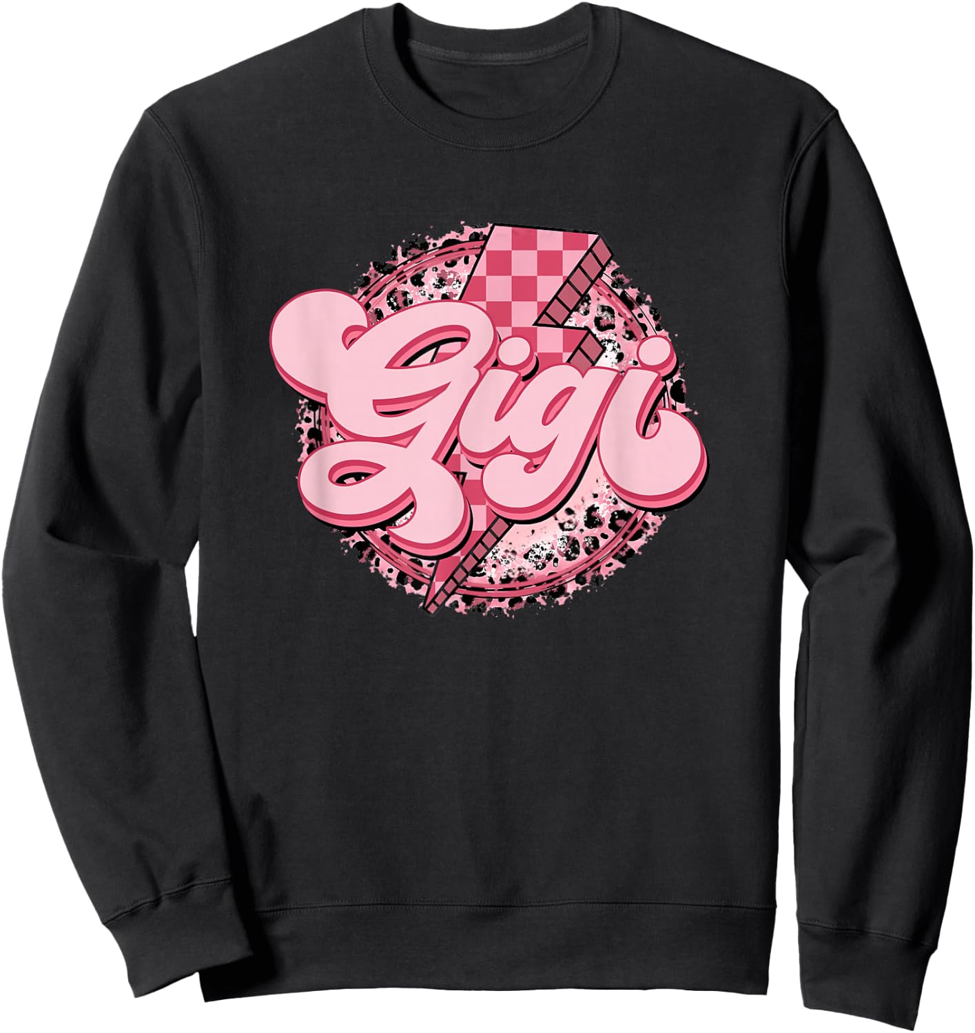 Retro Groovy Gigi Leopard Grandma Mother's Day Women Sweatshirt - Sweatshirt | Black