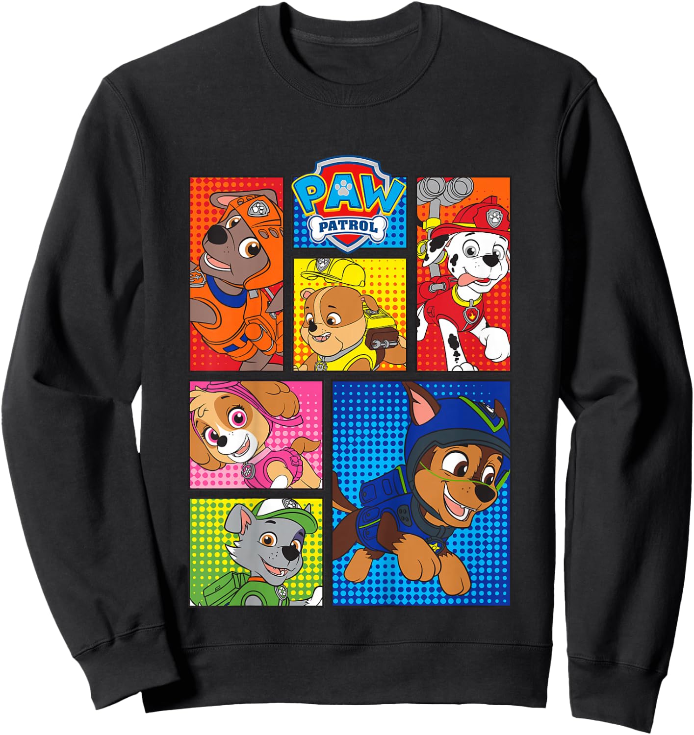 Kids Paw Patrol Pups in Comic Boxes Sweatshirt - Sweatshirt | Black