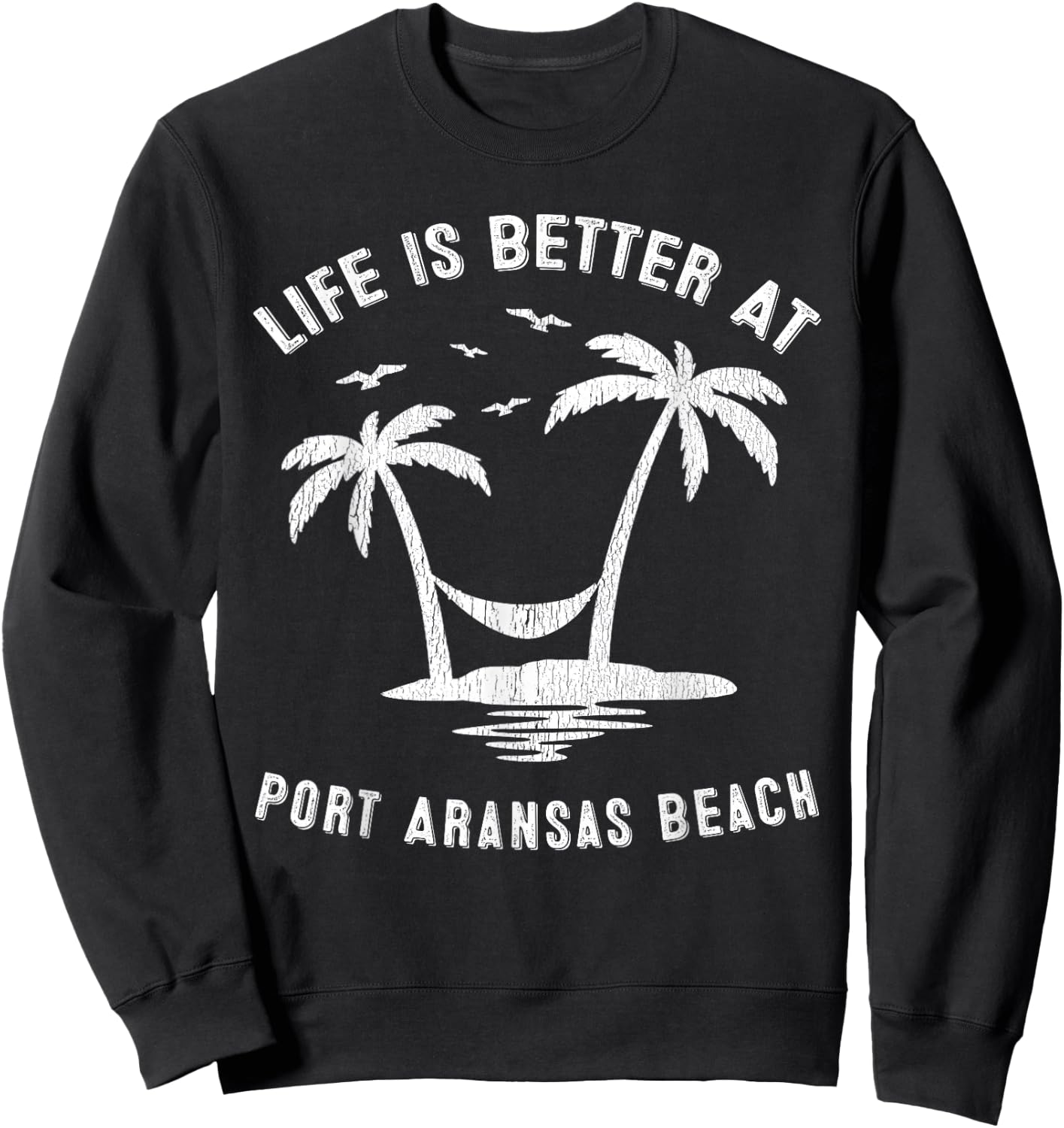 Port Aransas Family Vacation Vintage Texas Beach Sweatshirt - Sweatshirt | Black