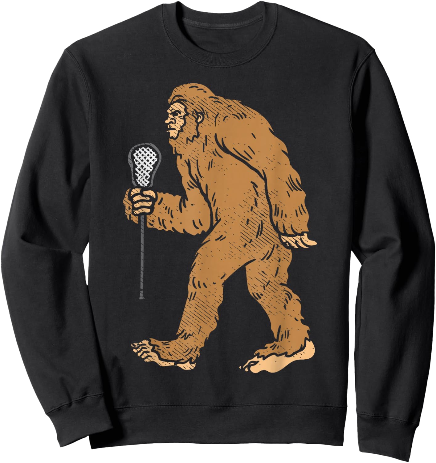 Bigfoot Sasquatch Lacrosse Funny Lax Dad Coach Player Gift Sweatshirt - Sweatshirt | Black