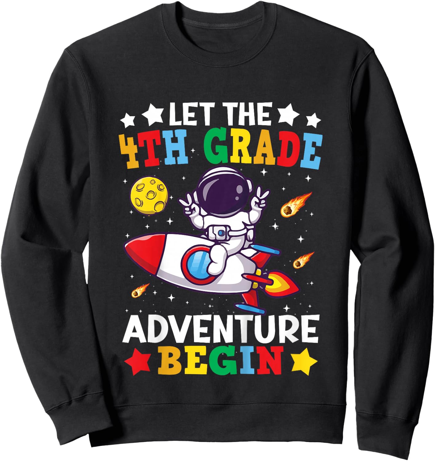 4th Grade Student Astronaut For Boys Fourth Grade Space Sweatshirt - Sweatshirt | Black