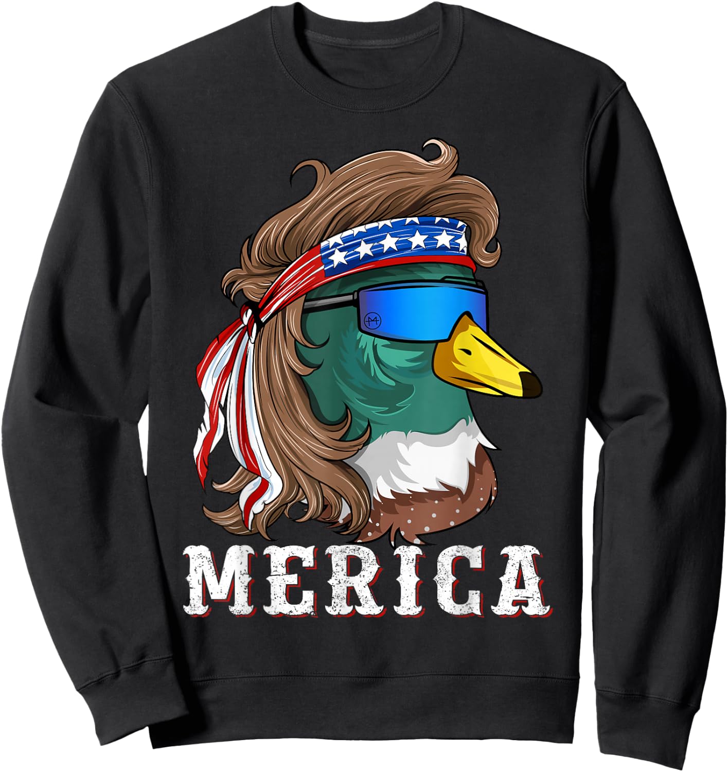 Patriotic Mallard Duck Hunting American Waterfowl Hunter Sweatshirt - Sweatshirt | Black