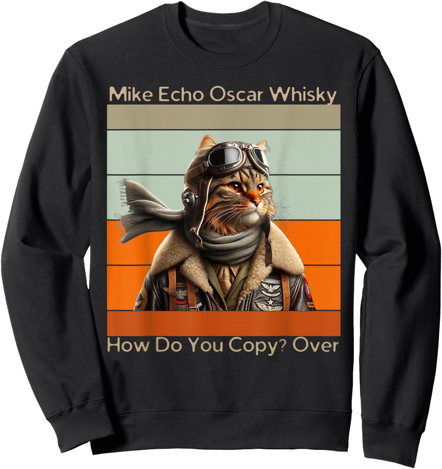 Cat Pilot Mike Echo Oscar Whisky How Do You Copy Women Kids Sweatshirt - Sweatshirt | Black