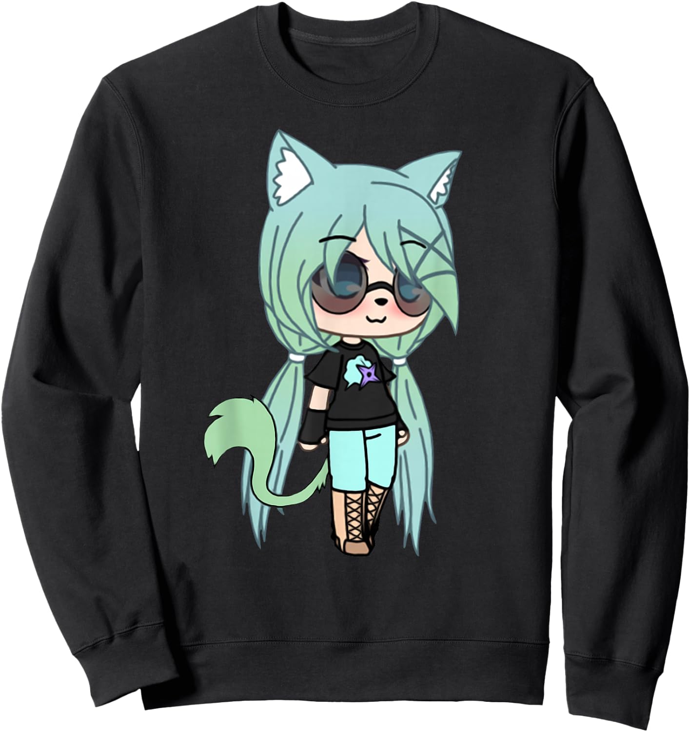 Cute Chibi Style Kawaii Anime Girl Chloe Chan The Tomboy Sweatshirt - Sweatshirt | Black