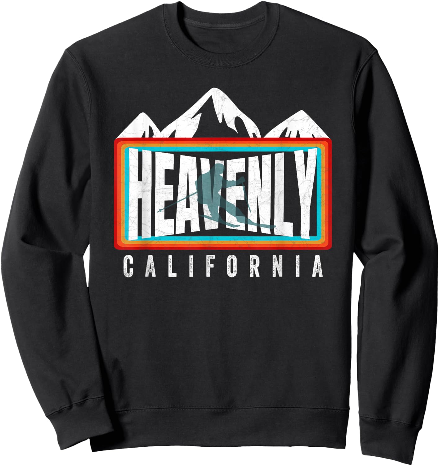 Heavenly Ski California Skiing Lake Tahoe CA Cool Skier Gear Sweatshirt - Sweatshirt | Black
