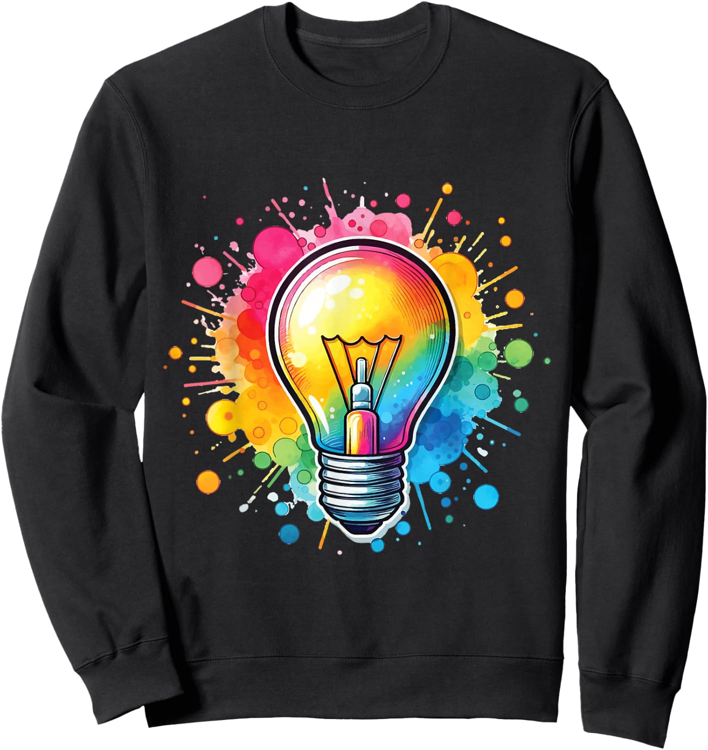 Vibrant Colorful Lightbulb Shirt Electrician Cute Light Bulb Sweatshirt - Sweatshirt | Black