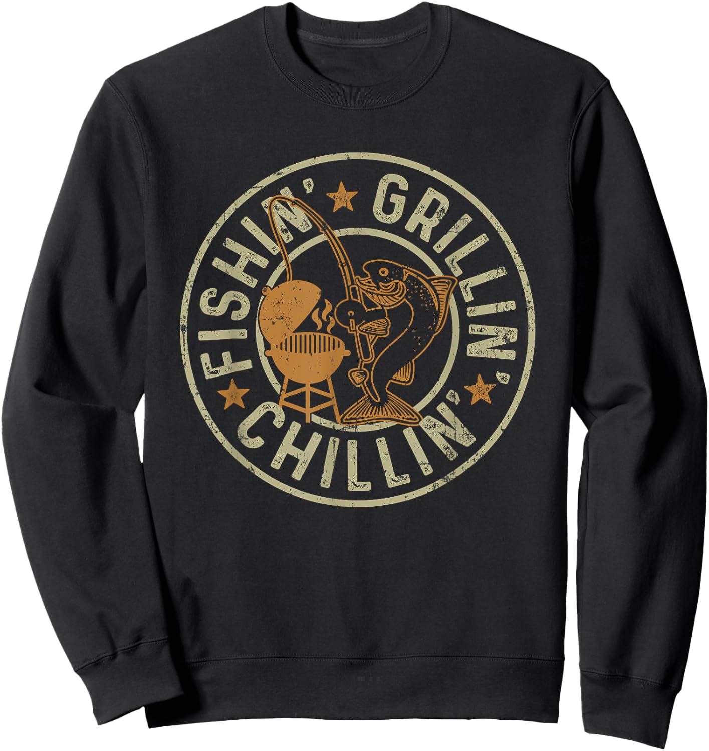 Fishing Grilling Chilling Fishermen BBQ Grill Lover Sweatshirt - Sweatshirt | Black