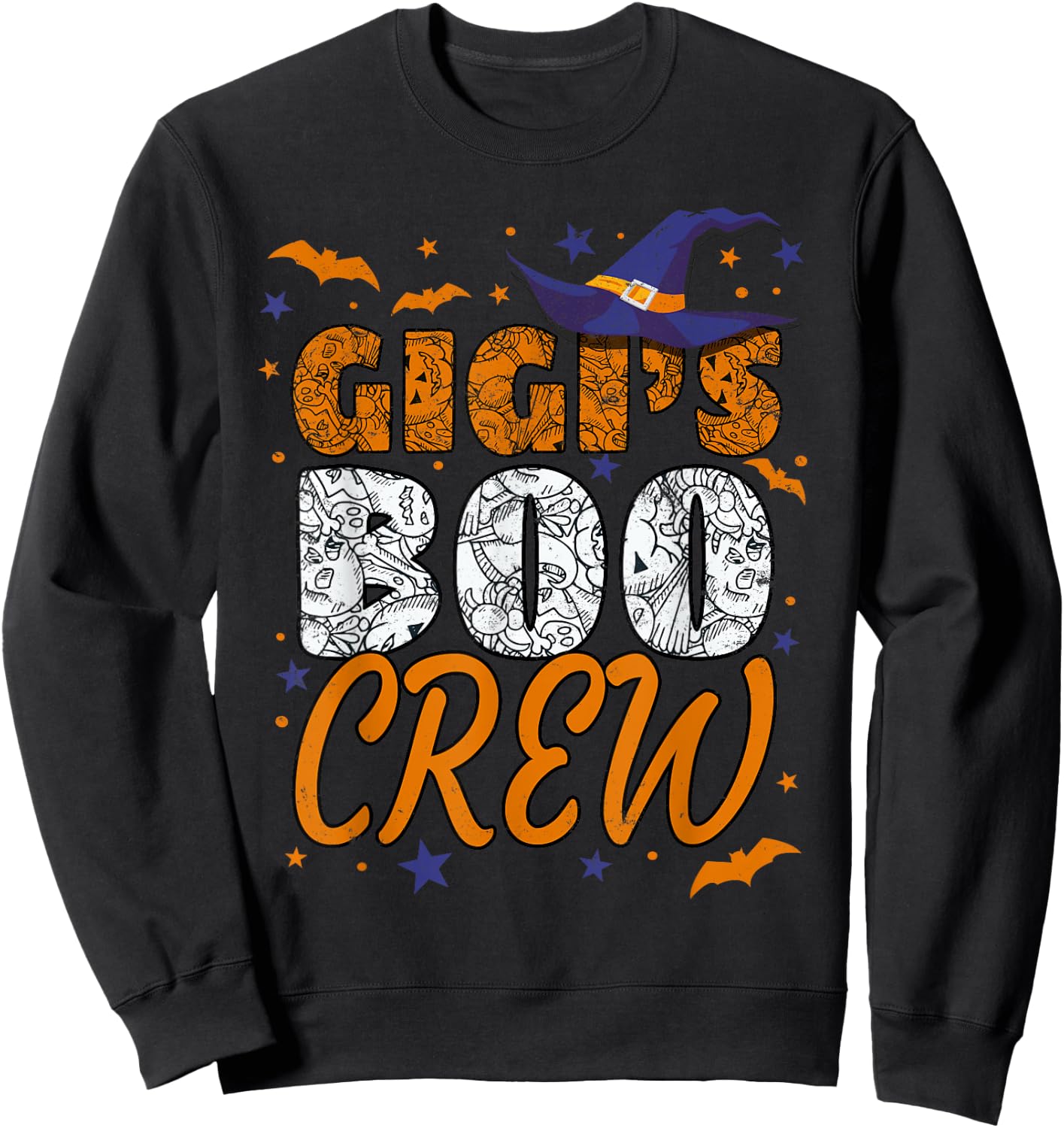 Grandma Gigi's Boo Crew Cute Grandkids Matching Halloween Sweatshirt - Sweatshirt | Black