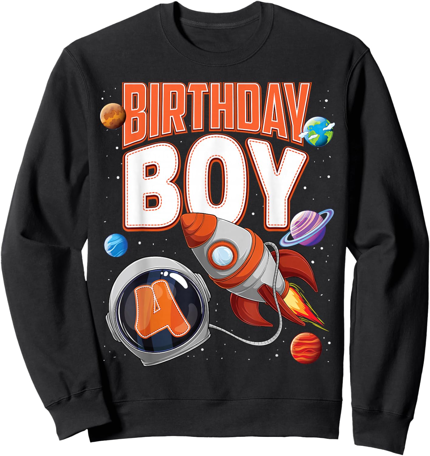 4 Year Old Spaceship Boy 4th Birthday Space Shuttle Rocket Sweatshirt - Sweatshirt | Black