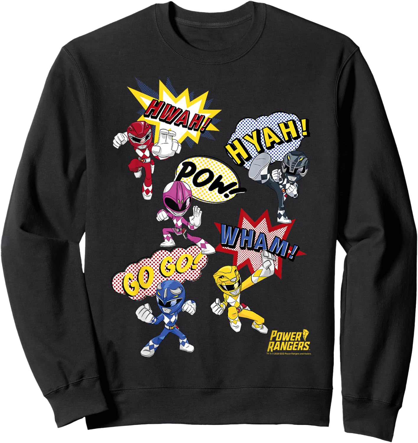 Power Rangers Mini Comic Style Action Shot Icons Sweatshirt - Sweatshirt | Black