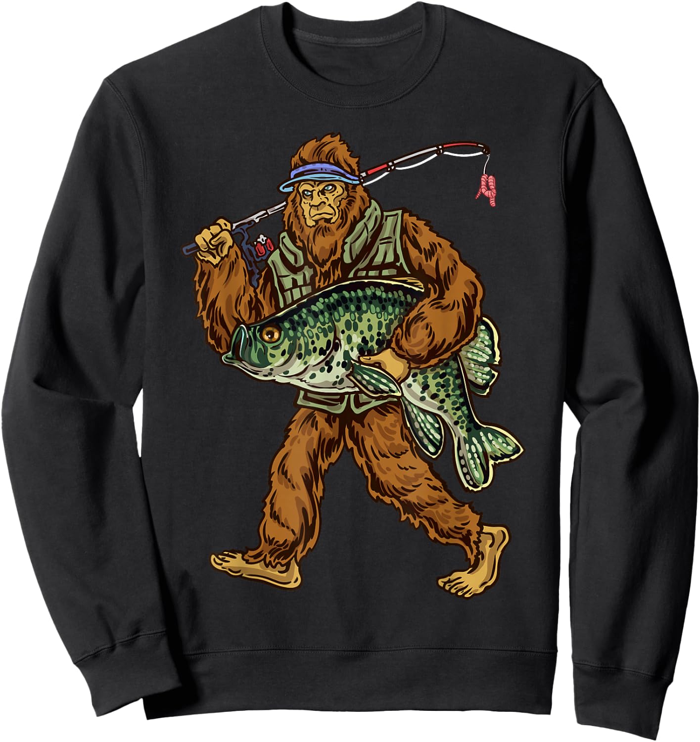 Crappie Fishing Bigfoot Panfishing Fishermen Sweatshirt - Sweatshirt | Black