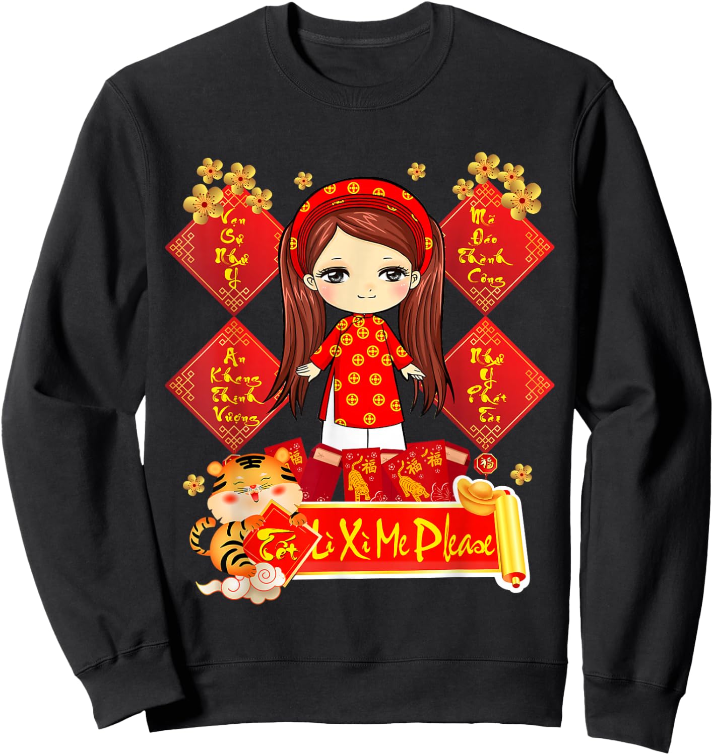 Chuc Mung Nam Moi 2026 Girl Vietnamese Lunar New Year 2026 Sweatshirt - Sweatshirt | Black