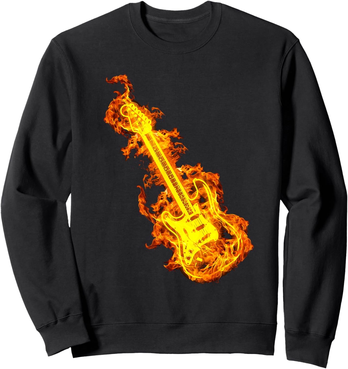 Electric Guitar In Flames Gift Rock Guitar Lovers Sweatshirt - Sweatshirt | Black