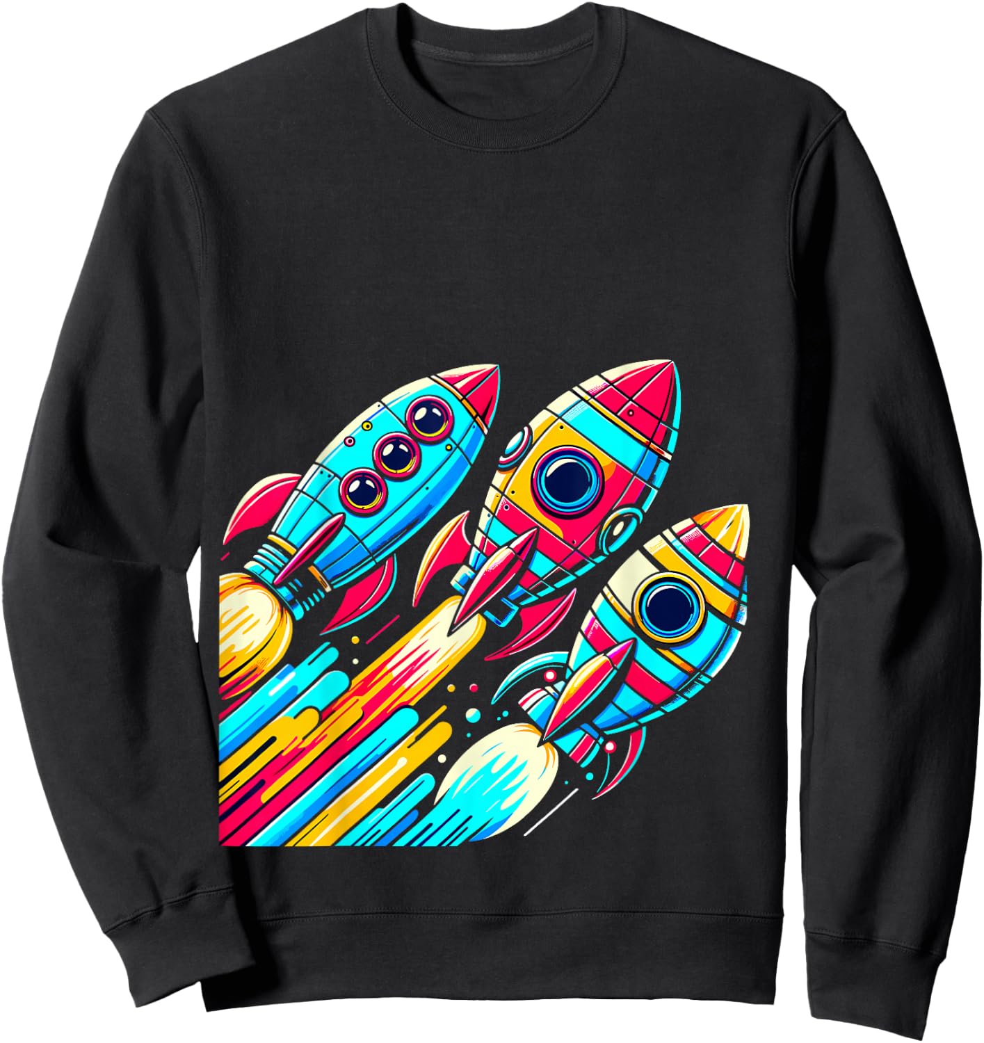 Rocket Ships Astronaut Space Sweatshirt - Sweatshirt | Black