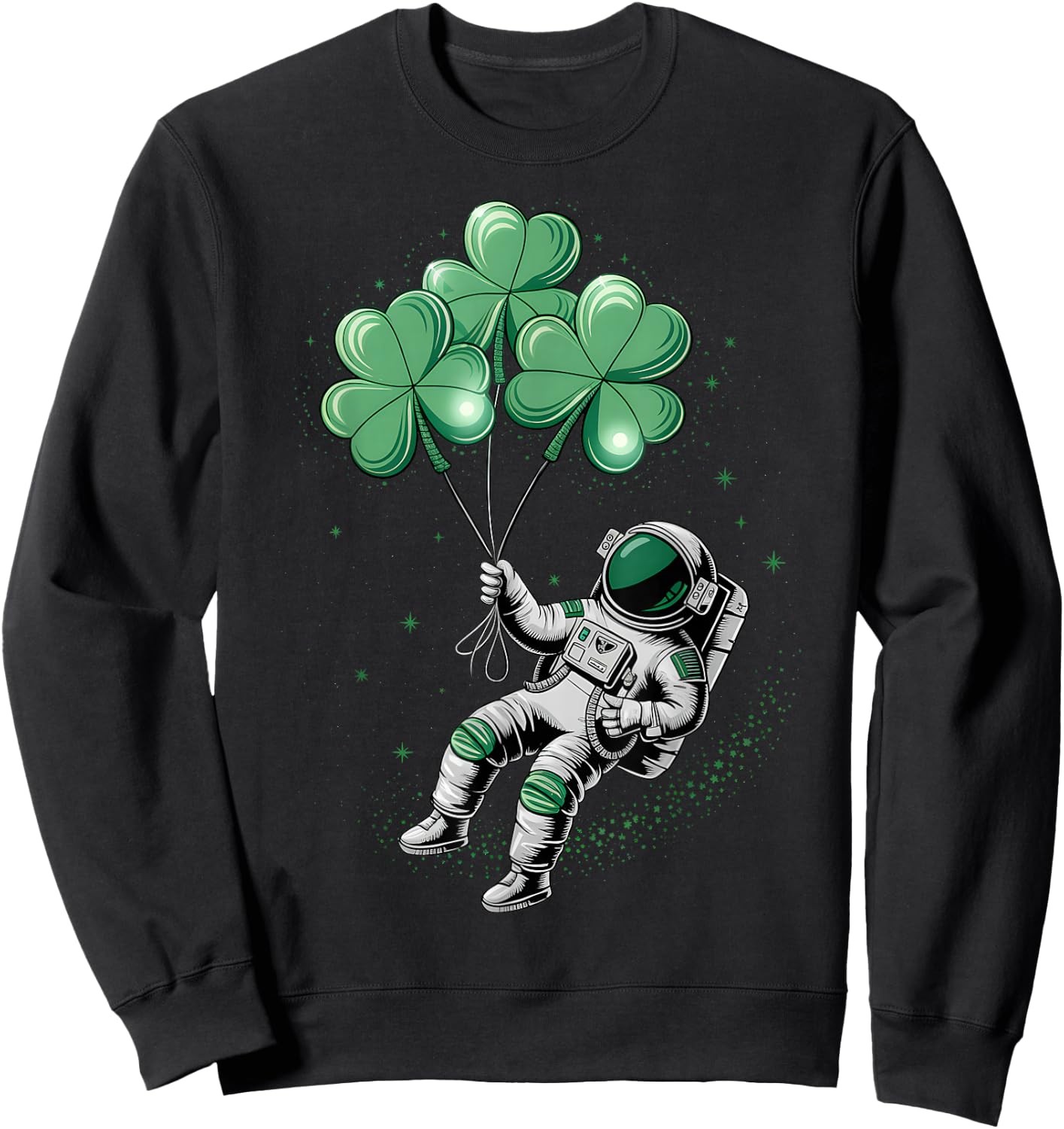 St Patricks Day Boys Toddler Kids Astronaut Shamrock Lucky Sweatshirt - Sweatshirt | Black