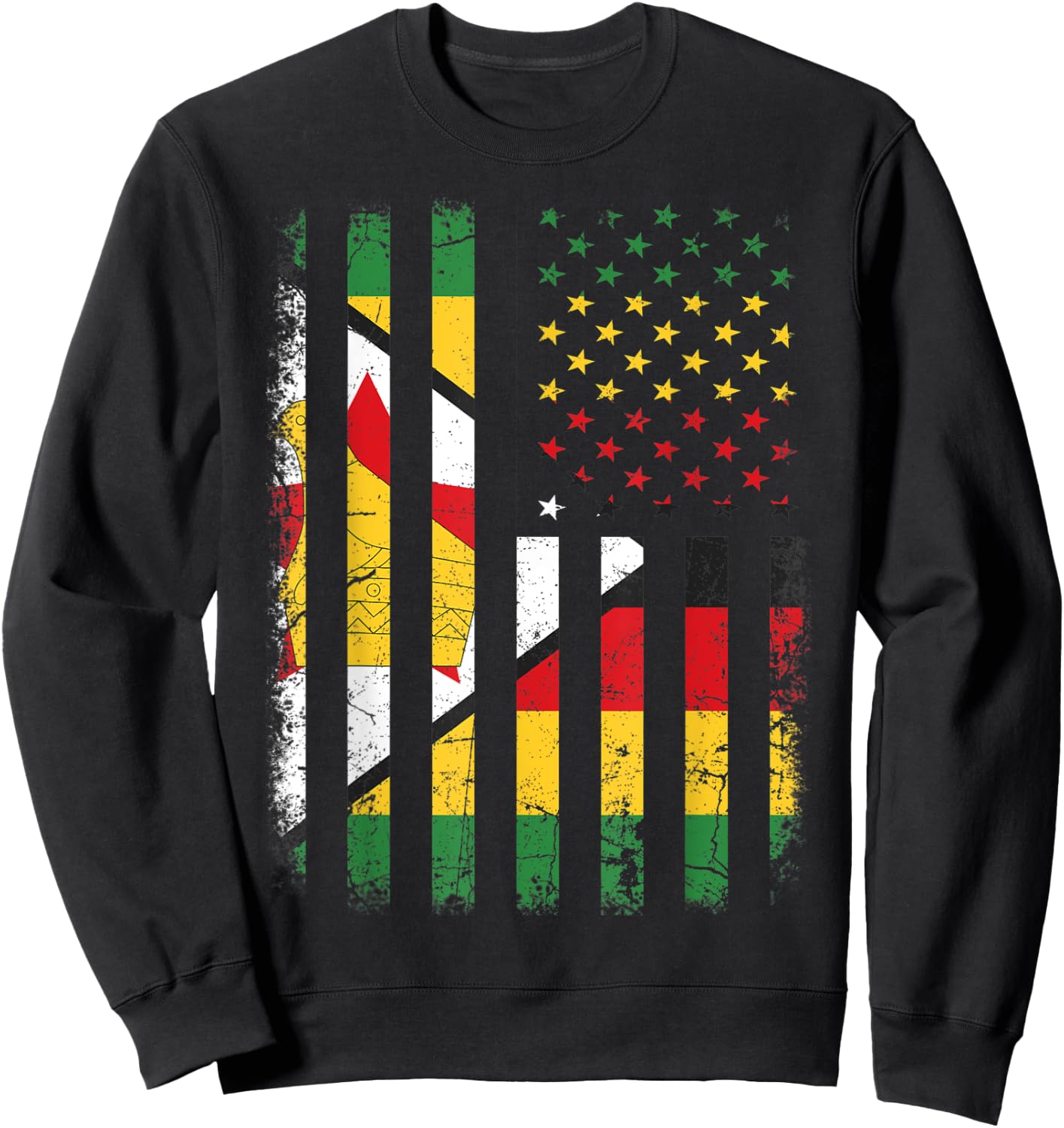 Zimbabwean American Flag Zimbabwean Roots Zimbabwe America Women Kids Men Sweatshirt - Sweatshirt | Black