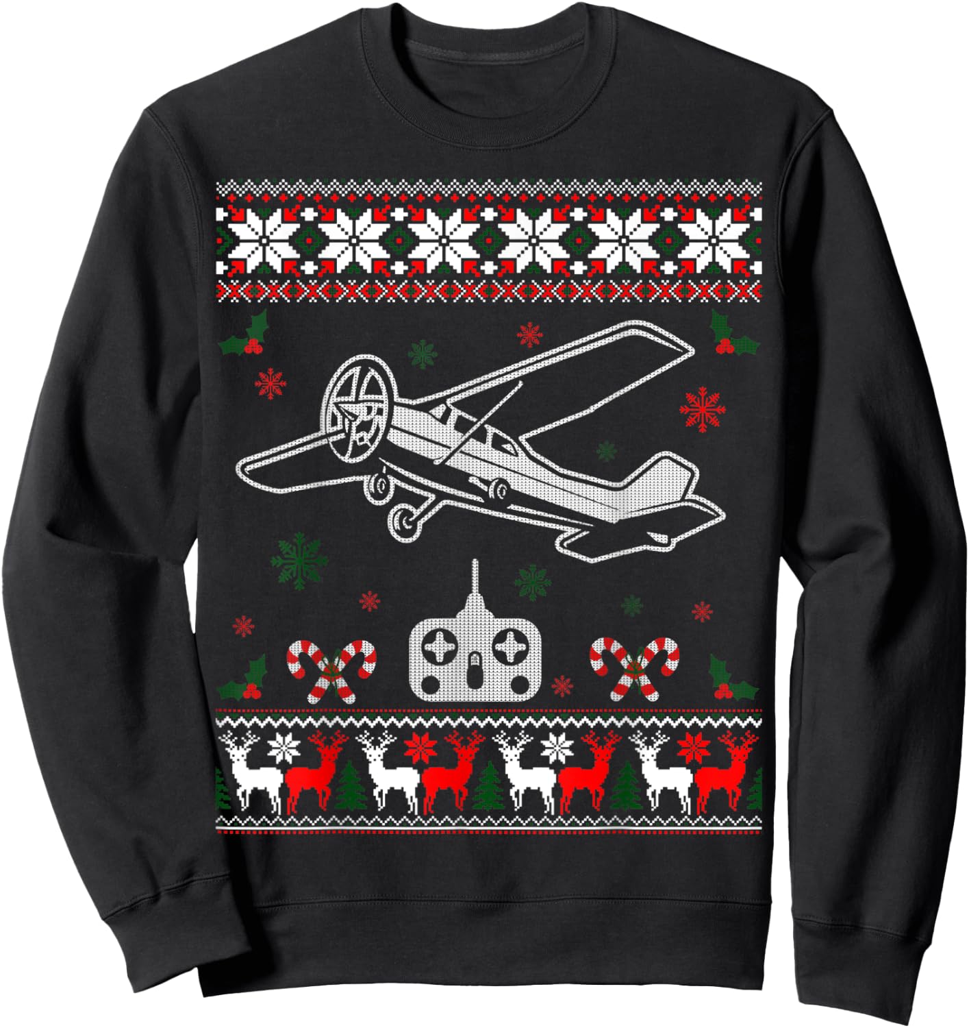 RC Plane Remote Control Plane Christmas Ugly Xmas Sweater Sweatshirt - Sweatshirt | Black