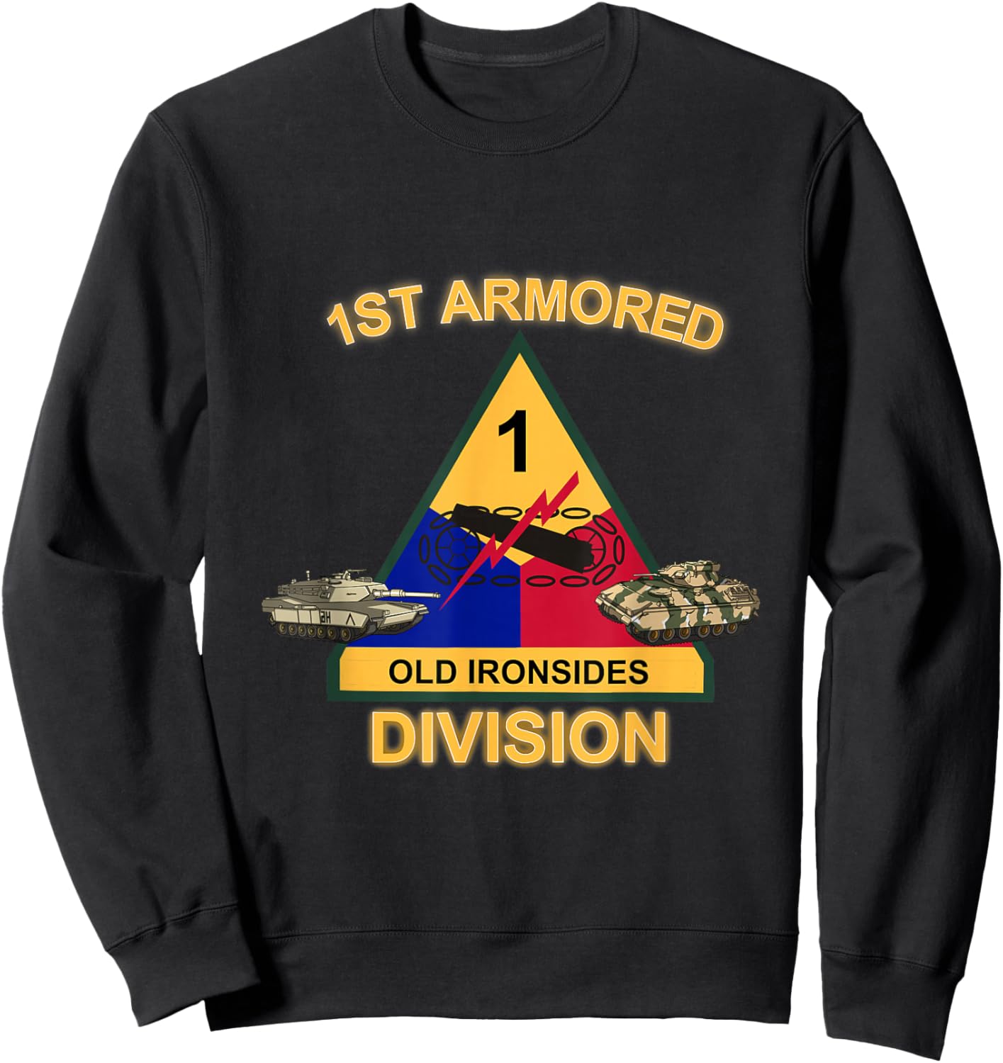 1st Armored Div - Old Ironsides design Sweatshirt - Sweatshirt | Black
