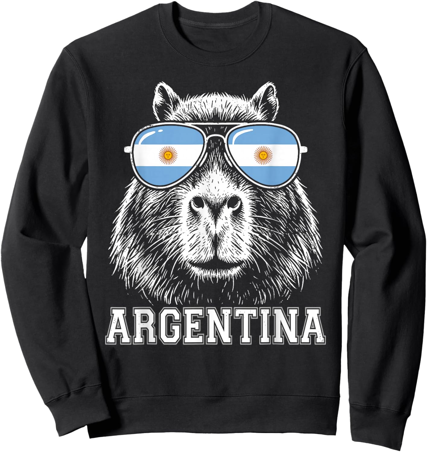 Argentinian Capybara Argentina Flag Sunglasses Argentine Sweatshirt - Sweatshirt | Black