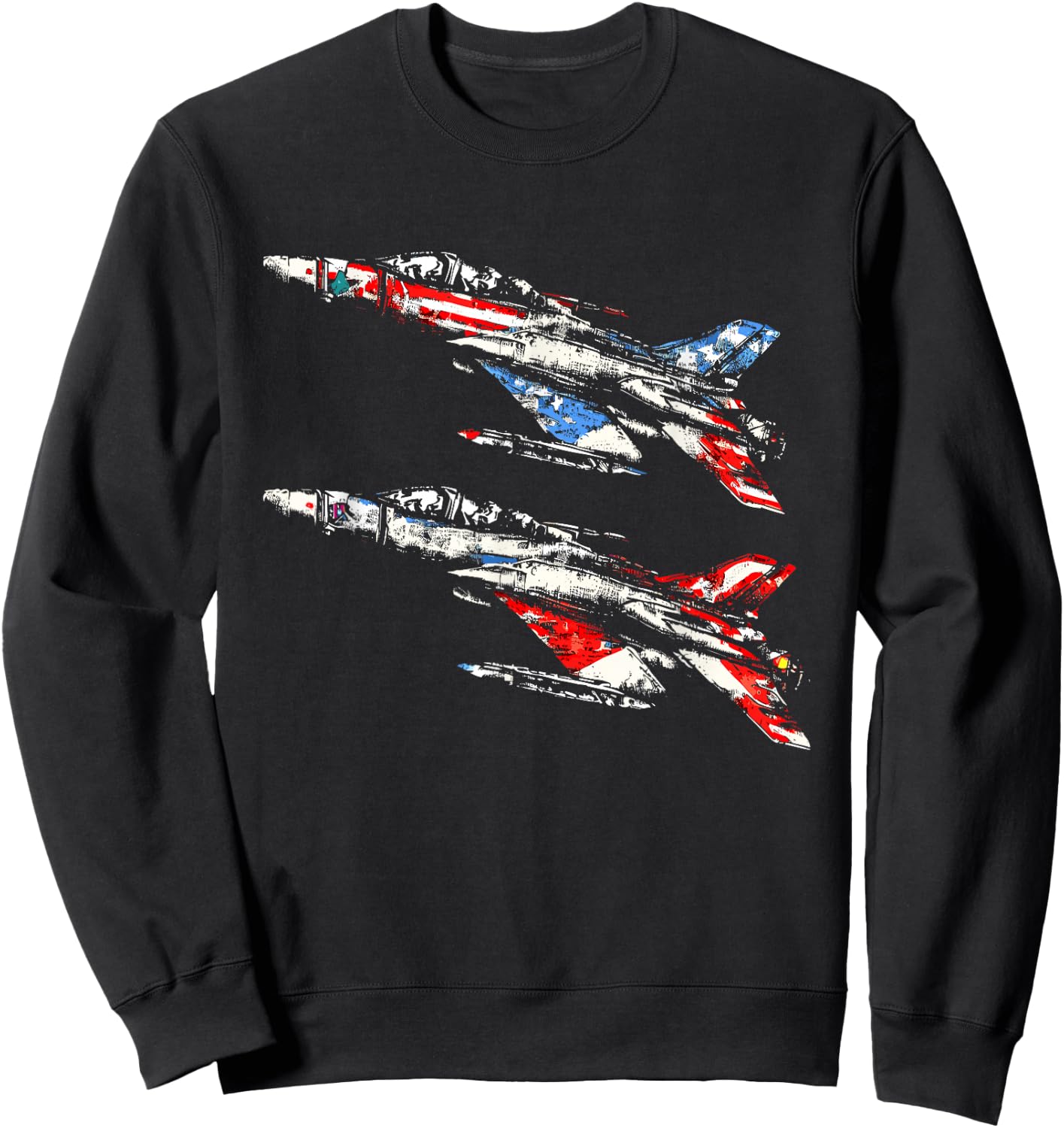 Jet Fighter Pilot American Flag - Patriotic USA 4th July Sweatshirt - Sweatshirt | Black
