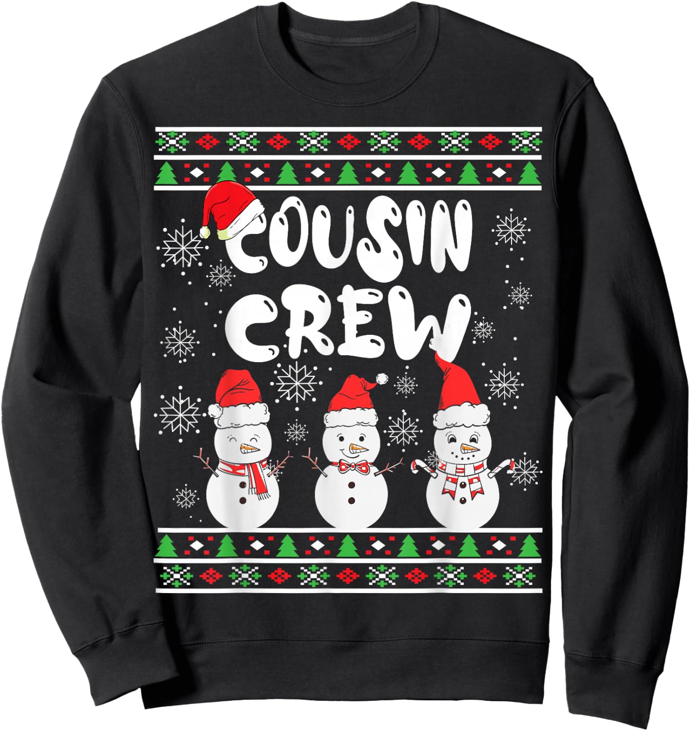 Cousin Crew Christmas Pajamas Snowmen Merry Xmas Family Boys Sweatshirt - Sweatshirt | Black