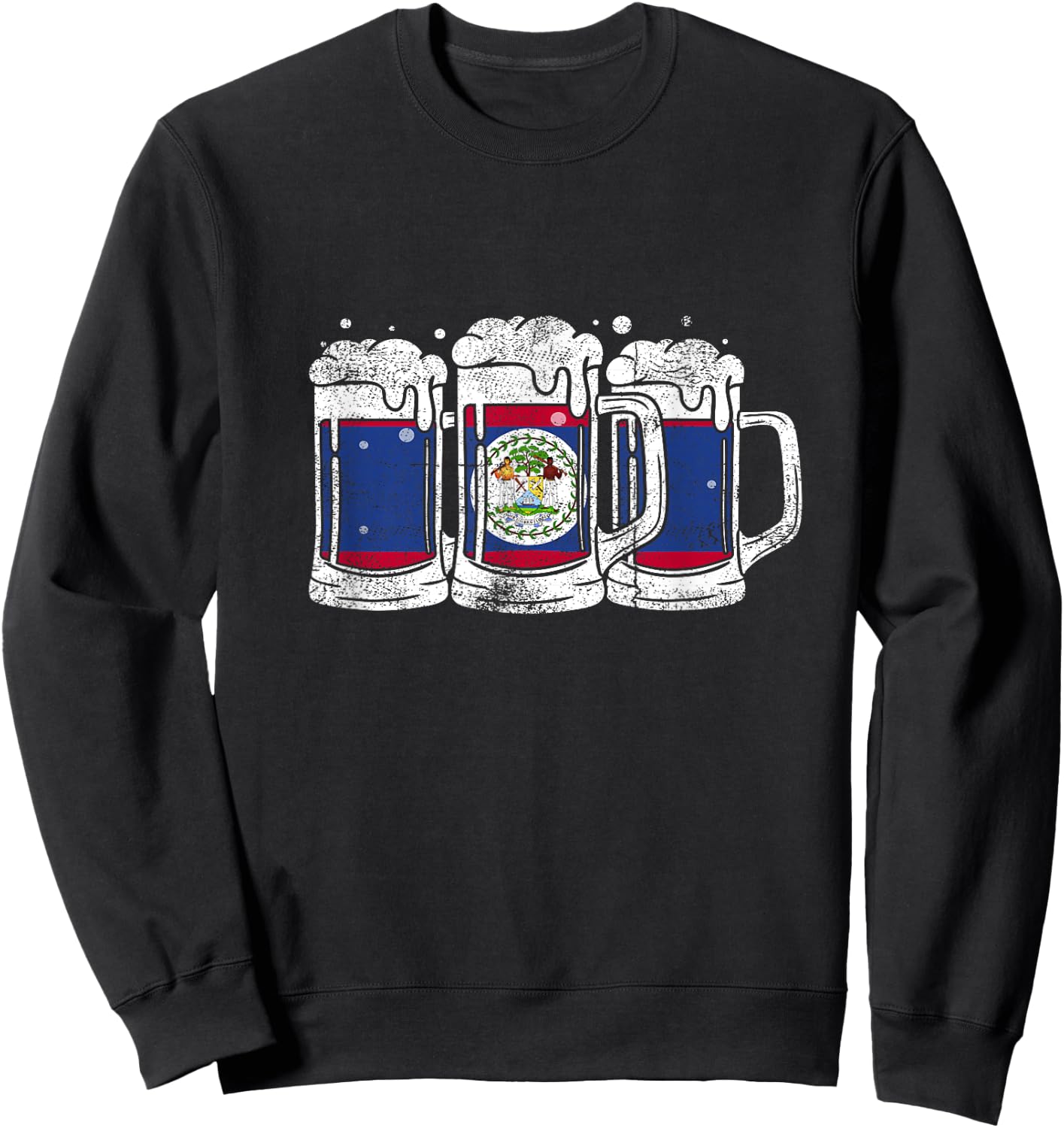 Belize flag and the joy of having some beer Sweatshirt - Sweatshirt | Black